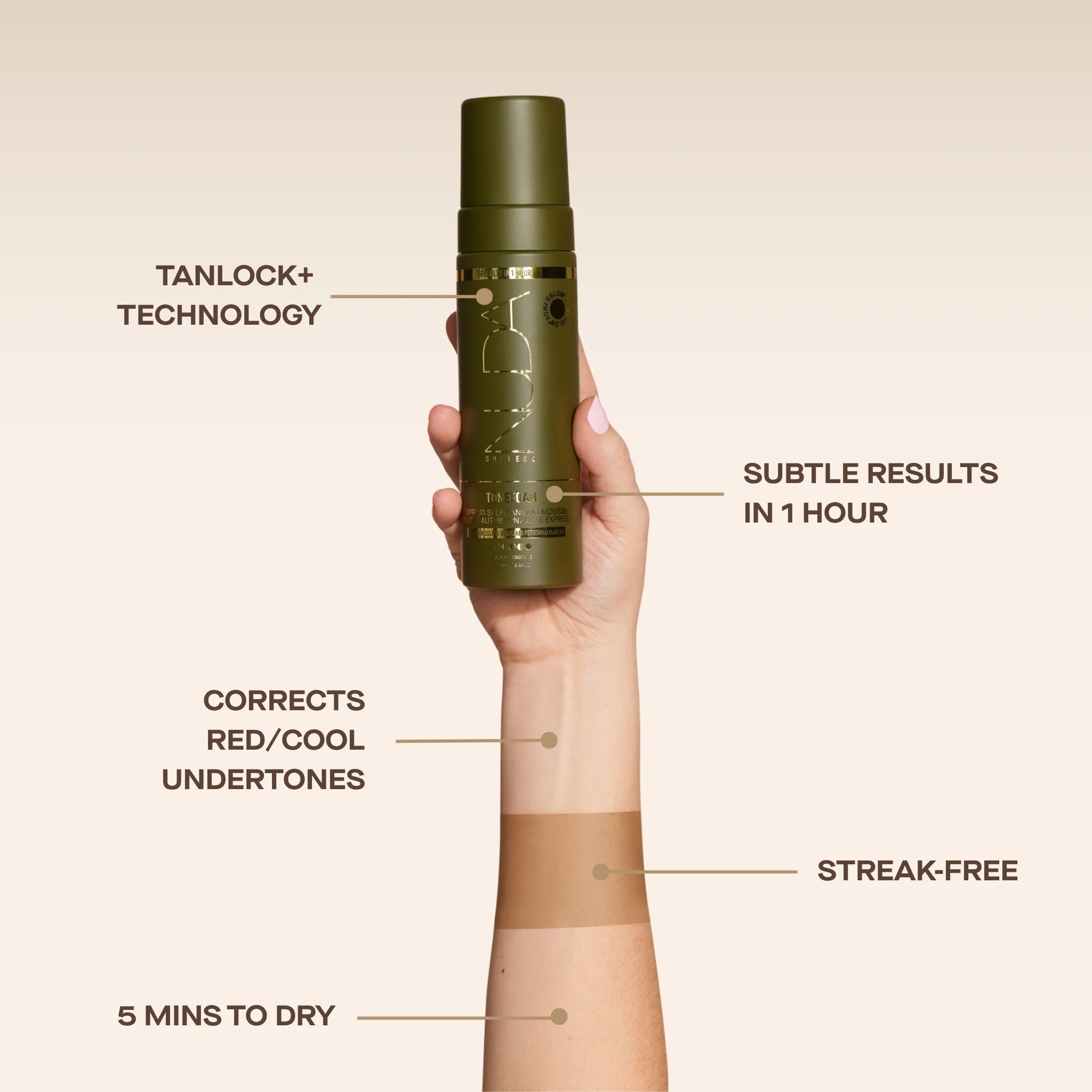 NUDA TONEFOAM OLIVE | Colour Correcting Self Tanning Mousse