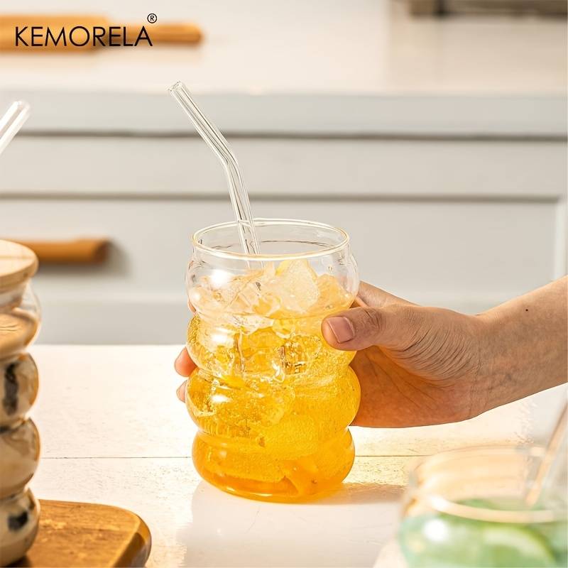 Drinking Glass with Glass Straw And Cleaning Brush