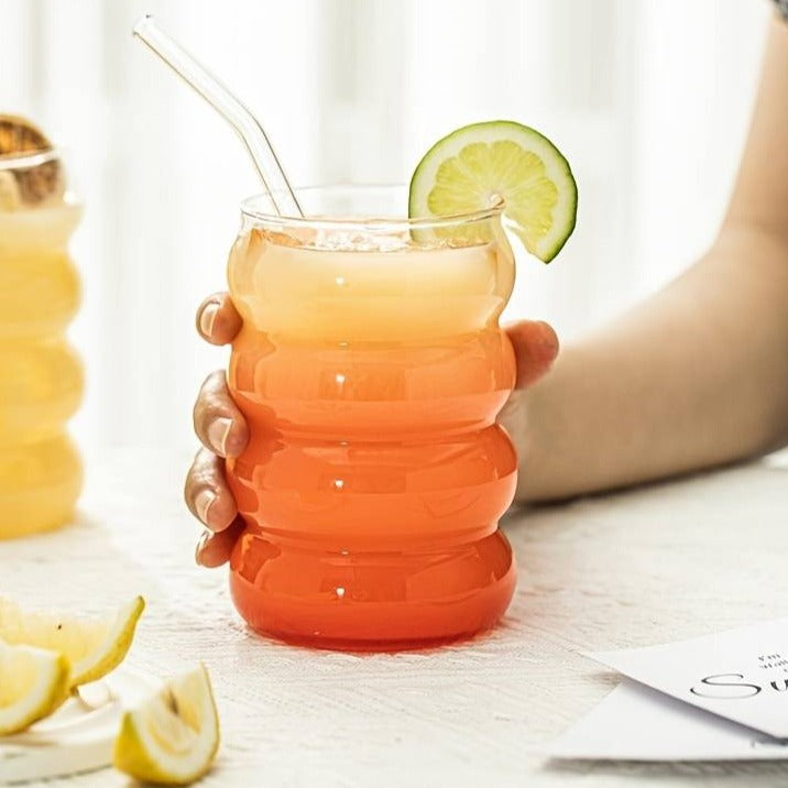 Drinking Glass with Glass Straw And Cleaning Brush