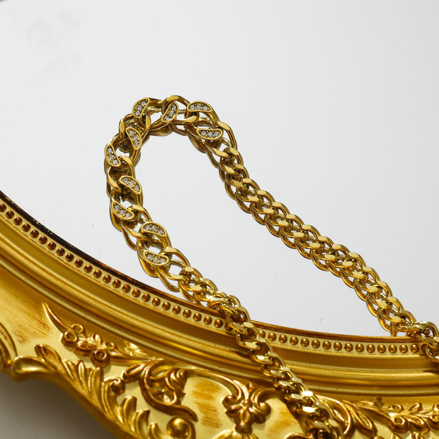 Hackney Nine ROUEN Zirconia Embedded Cuban Chain Statement Necklace