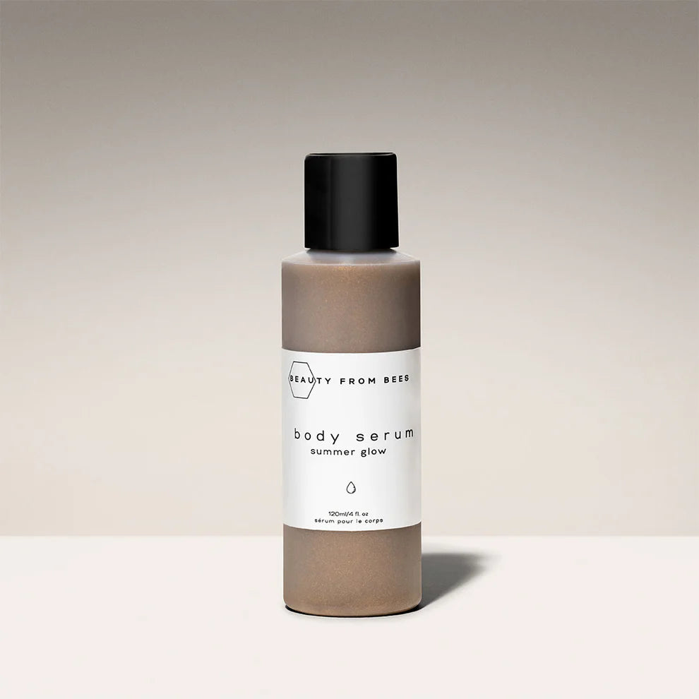 Summer glow shimmer body serum with gold mica