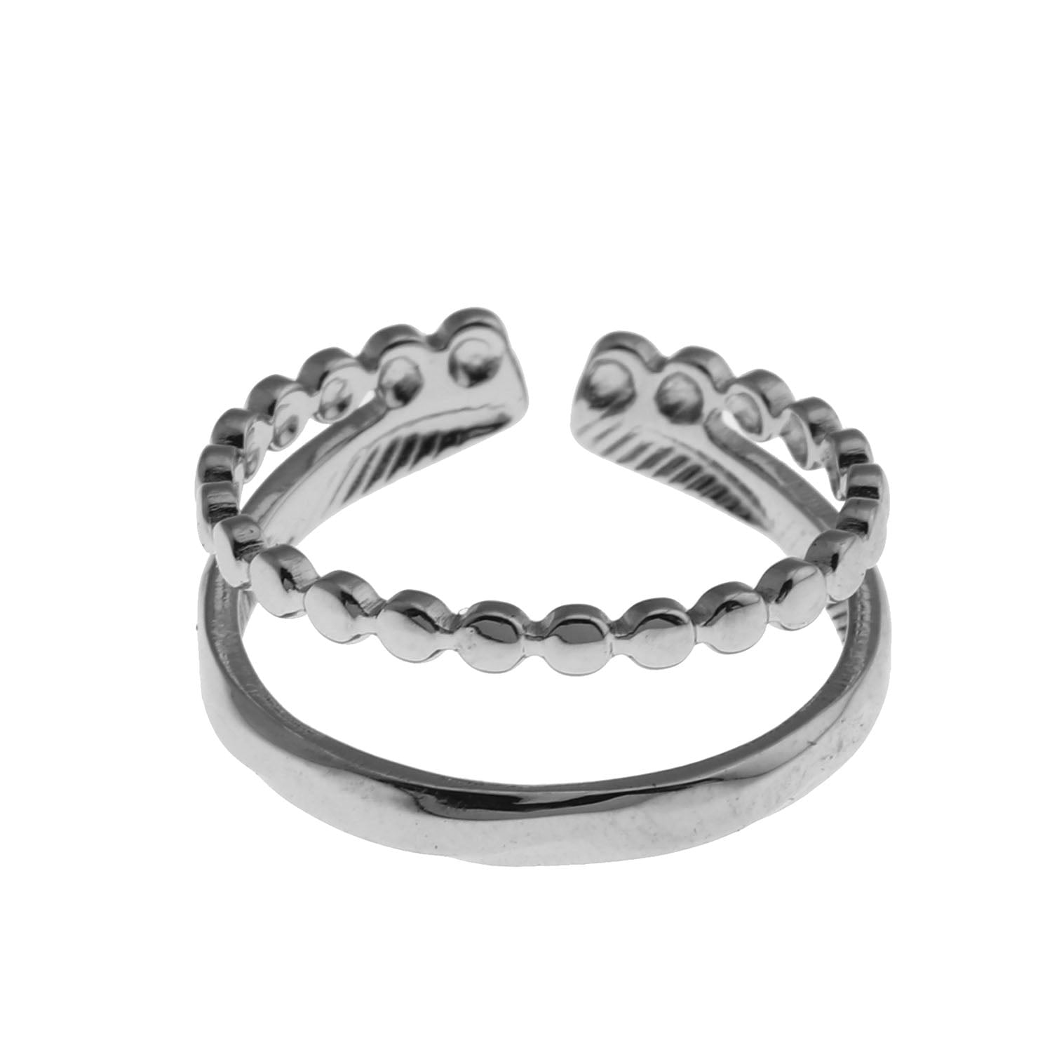 Hackney Nine TIFFANY Double Stacked Mini Beaded Silver Ring.