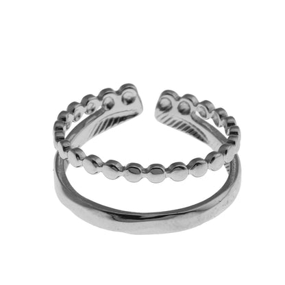 Hackney Nine TIFFANY Double Stacked Mini Beaded Silver Ring.