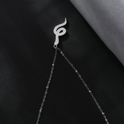 Hackney Nine RIHANNA Silver Beaded Chain Necklace with a Pavé Zirconia Serpent Pendant in Silver