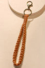 Rust Brown Twist Braided Wristlet Keychain